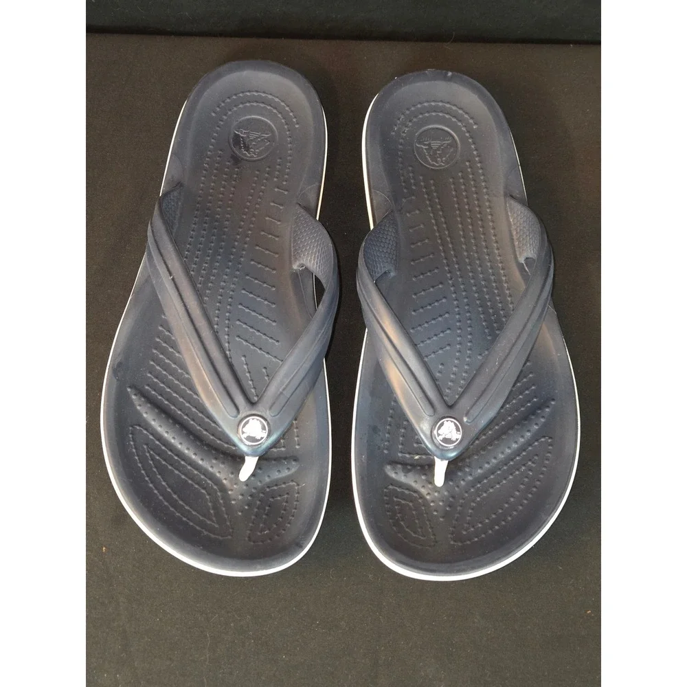 Crocs Mens Navy Blue Flip Flops Sandals‎ Size 9